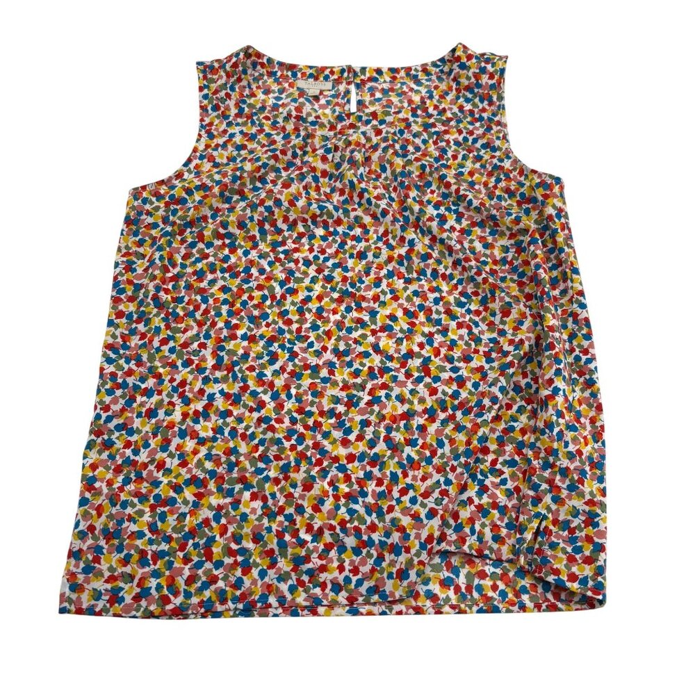 Talbots Women's Sleeveless Multicolor Autumn Leaf Print Tank Top Size Small